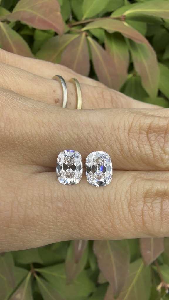 Antique Cushion Matched pair: 3.14ctw