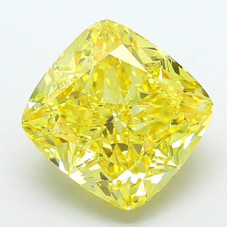 9.07 ct Fancy Vivid Yellow VS1 Cushion