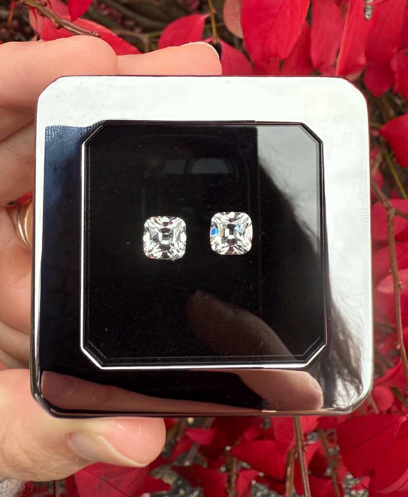 Square OMC Matched Pair: 3.67ctw