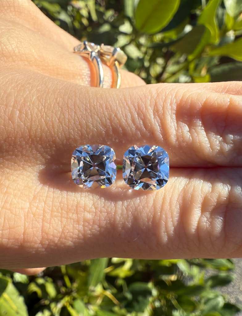 Matched Pair - Square Antique Cushions: 5.29ctw