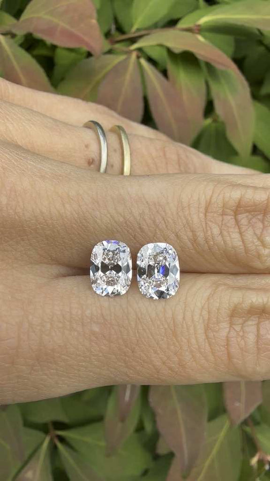 Antique Cushion Matched pair: 3.14ctw